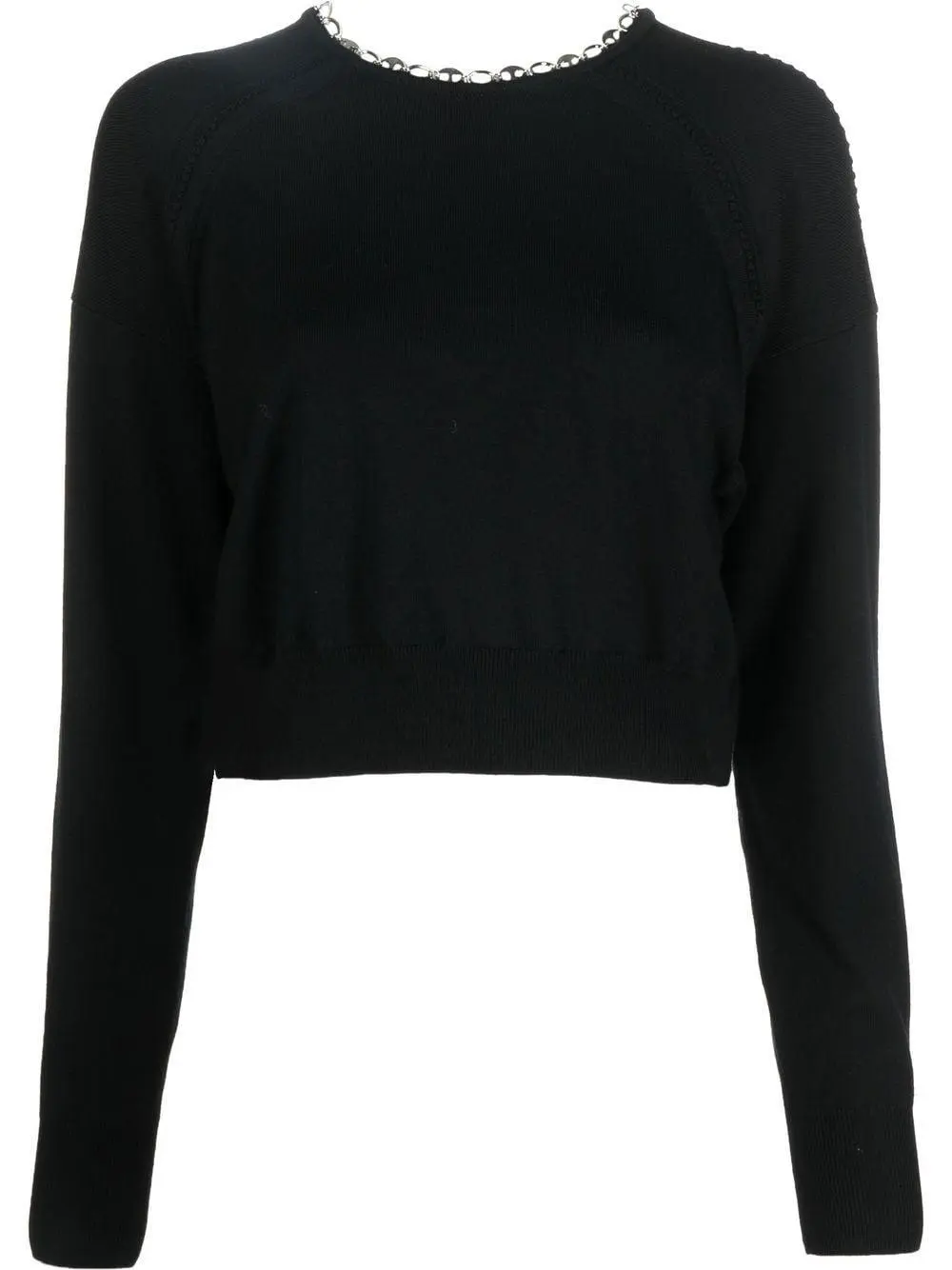 Rabanne crystal-embellished wool jumper - Neutrals