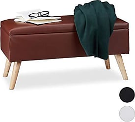 One Size Wooden Legs HxWxD: 36 x 31.5 x 31.5 cm Relaxdays Round Stool with Storage Space Removable Lid Brown Padded Wood