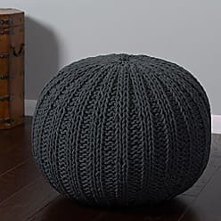 14X18 L.R Resources Array Isle Midnight Knitted Pouf Ottoman Navy