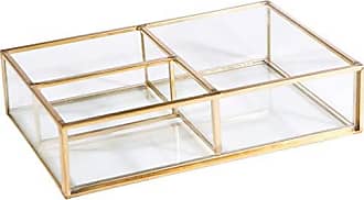 Wedding Bridal Party Gift Home Details Vintage Mirrored Bottom Glass Keepsake Box Jewelry Organizer Candy Table D/écor Jars /& Boxes Gold Vanity Decorative Accent