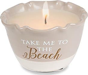 Pavilion Gift Company Lake Best Times-Ceramic Boat Shaped 3 Lead Free Triple Wick 10 oz Soy Wax Candle Scent Beige Tranquility 2.75 Inch Tall