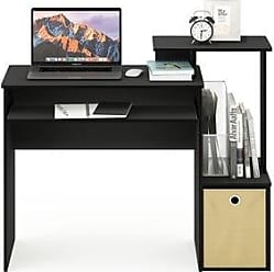 FURINNO Go Green Home Laptop Notebook Computer Desk//Table French Oak Grey//Black//Black With 2 Bin Drawers