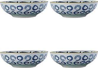 Set of 4 Porcelain Kiraku Blue 20 cm Maxwell Williams Boho Dessert Plates 