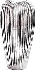 Great Accent Or Centerpiece Mirrored Silver Metallic Finish Howard Elliott Ribbed Decorative Ceramic Vase 8 x 5.5 x 17 Inch Medium