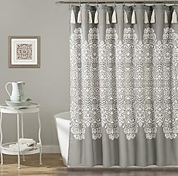 72 x 72 x 72 Lush Decor Gray Stripe Medallion Shower Curtain-Fabric Mandala Bohemian Damask Print Design