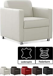 Kunstleder wei/ß Helles Leder-Sessel in Lederoptik f/ürs Wohnzimmer 109 x 89 x 89 Cavadore Sessel Lorcano im modernen Design