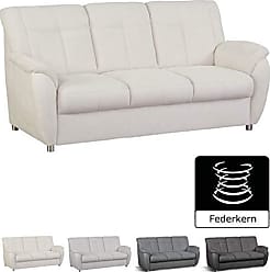 Gro/ßes Sofa mit Federkern Grau CAVADORE 3-Sitzer Byrum im Landhausstil Landhaus Garnitur 186 x 87 x 88