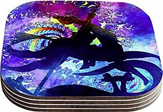 Multicolor KESS InHouse Frederic Levy-HadidaPredation Instinct II Blue Wolf Coasters Set of 4 4 x 4
