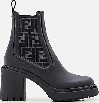 FENDI Rockoko Stiefel Biker Boot 39 discount Leder Logo schwarz