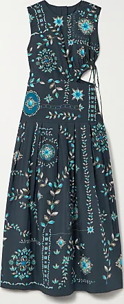 Agua Bendita Karen Cutout Midi Dress Size XS Green Floral Butterfly Tie shops Front