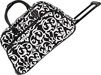 World Traveler Floral Prints 21-Inch Carry-On Rolling Duffel Bag, Black Trim Damask