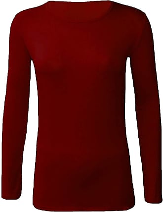 Girls Kids Plain Long Sleeve Basic Boys T-Shirt Tops Crew Neck Uniform Jumper 11-12 Years, RED 