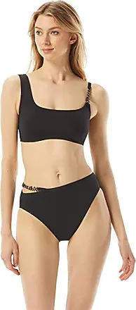 Michael Michael Kors Womens Logo Ring Halter Bikini Top High Leg