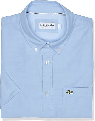 Lacoste Mens Long Sleeve with Pocket Poplin Mini Check Regular Fit Woven Shirt CH9620