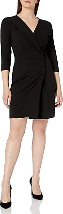 Nanette Lepore Womens Long Double Breasted Blazer Dress with Half Sleeves and V Neck, Very Black, 14