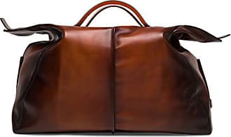 Carry On Vintage Umhängetasche Duffel Bag Weekender Tasche with Shoe Compartment für Herren und Damen Rustic Town groß Leder Reisetasche Braun 