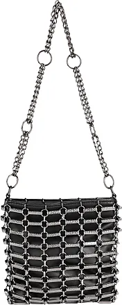 Topshop - Faith - Sac porté épaule en maille au crochet avec finition  métallique - Noir