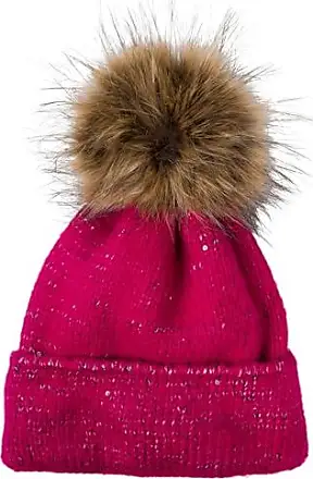 Bonnet tricoté avec doublure polaire pour femme et fille, rouge