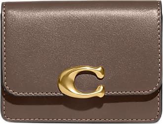  COACH Refined Calf Leather Half Flap Card Case Chalk