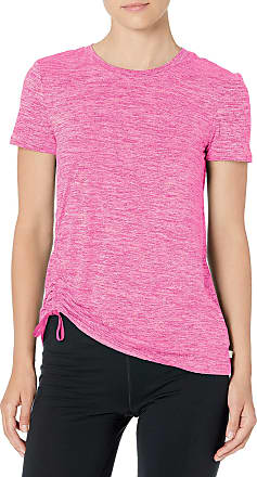 Danskin Womens Side Scrunch Short Sleeve T-Shirt, Pink Heat Space Dye, Medium