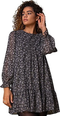 Ladies Smart Special Occasion Christmas Party Evening Flower Printed Round Neck Short Sleeve Zip Fastened Dresses Roman Originals Women Floral Print Scuba Side Pleat Dress 