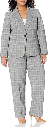 LeSuit Womens 2 Button Notch Collar Dot Pinstripe Pant Suit Business Suit Pants Set