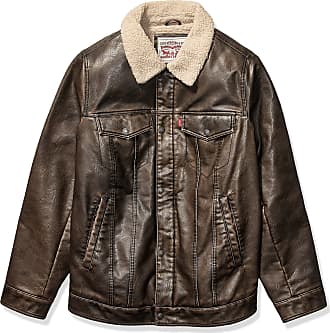 men's levi's brown leather jacket