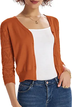 GRACE KARIN Women's Cropped Cardigan V-Neck Button Down Open Front