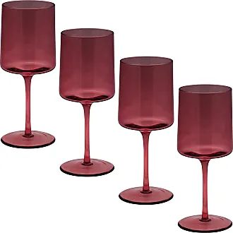 Modern 14 oz Stemmed Wine Glasses with Silver Angled Metallic