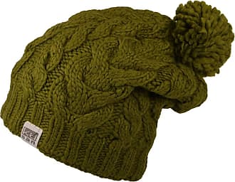 Kusan 100% Wool Knitted Oversized Beanie Hat & Matching Handwarmers Brown/Blue 