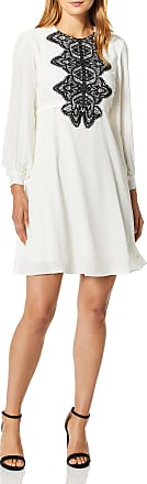 Nanette Lepore Womens Ls Chiffon Dress W/Applique, Cannoli Cream/Very Black, 14