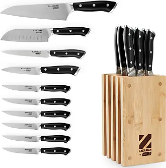 Zulay Kitchen 5 inch Ultra Sharp Stainless Steel Serrated Steak Knives Set of 4, Black