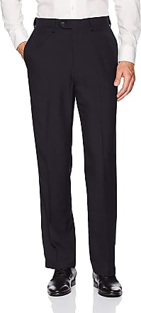 Haggar Mens Repreve Stria Hidden Expandable Waist Plain Front Dress Pant, Navy,38x30