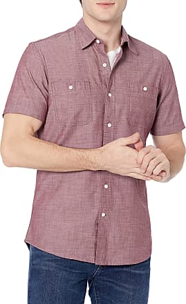 Essentials Mens Slim-fit Short-Sleeve Chambray Shirt 