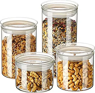 Zens ZENS Glass Canister Set, Airtight Kitchen Canisters Jars of 4