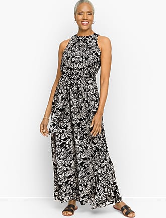 Talbots Petite - Halter Maxi Dress - Medallion - Black/Ivory - 10 Talbots