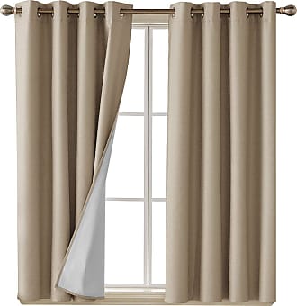 Deconovo Thermal Insulated Blackout Curtains Noise Reducing Home Office Panel Drapes with Silver Coating for French Doors 52 x 63 Inch Greyish White 2 Panels