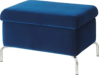 Hocker HWC-L62, Sitzhocker Fußablage Ottomane Polsterhocker, 38x56x40cm  Stoff/Textil ~ blau