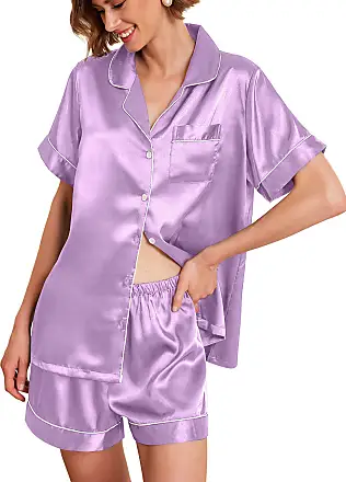 Ekouaer Pajama Set for Womens Silk Soft Sleepwear Short Sleeve Button Down  Loungewear Satin 2 Piece Pjs Shorts Set S-XXL : : Clothing, Shoes