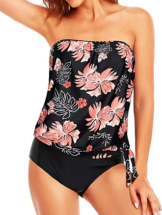 Holipick Two Piece Bandeau Tankini Swimsuits for Women Strapless