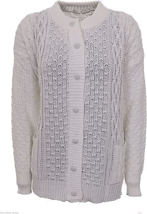 New Womens Ladies Button Up 2 Front Pockets Full Sleeve Round Neck Cable Knitted Cardigan