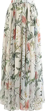 CHICWISH Women's Floral Watercolor Flower Maxi Floral Chiffon Slip Skirt