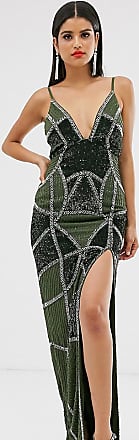 asos design sexy pencil midi dress with embellished panels