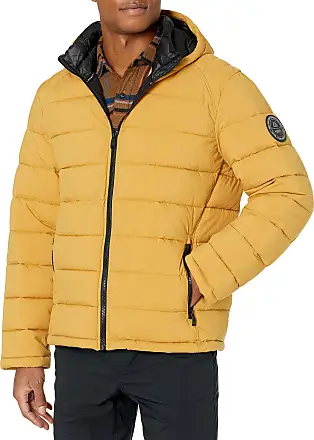 AWDis Hoods Varsity Letterman Jacket Jet Black/Sun Yellow XS at   Men's Clothing store
