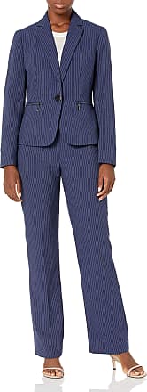 Le Suit Womens 3 Button Notch Collar Wide Pinstripe Pant Suit