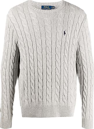 polo ralph lauren half zip cotton knit jumper with multi player logo in cream