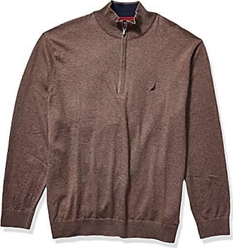 NWT Nautica Mens Quarter Zip Collar Fleece Sweater Charcoal Healther Size M