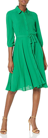 Nanette Lepore Womens Long Sleeve Pintuck Shirt Dress with Self Lining, Shamrock Green, 14