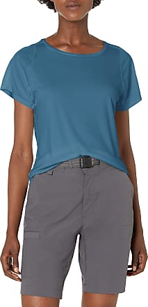 Danskin Womens Mesh Yoke Short Sleeve T-Shirt, Blue Dusk, X-Large