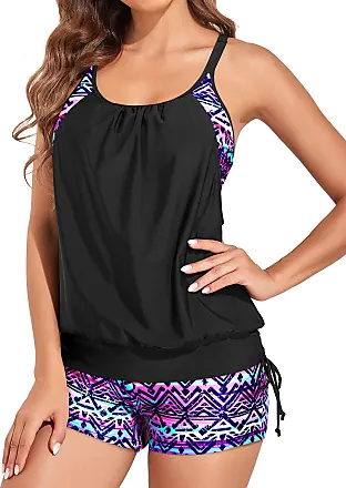  Holipick Black Two Piece Tankini Swimsuits For
